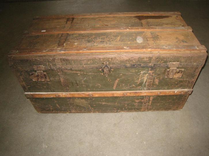 Oude metalen/houten kist, hoog 50, diep 50, breed 100, Huis en Inrichting, Woonaccessoires | Kisten, Gebruikt