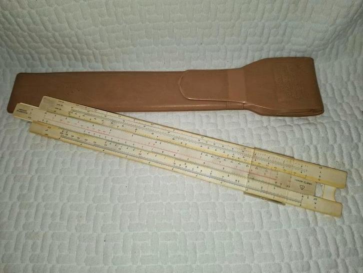 Vintage Rekenliniaal met Etui, Antiek en Kunst, Antiek | Gereedschap en Instrumenten, Ophalen of Verzenden