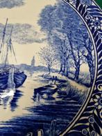 Wandbord boch delfts boot windmolen landschap, Ophalen of Verzenden