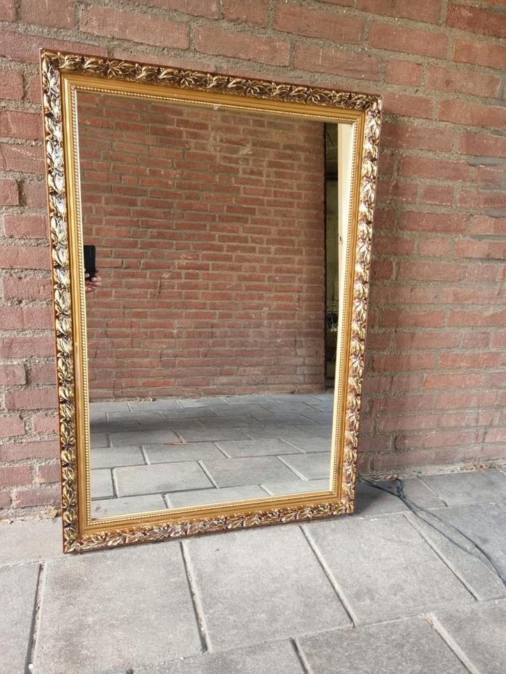 Antieke Spiegel met Gouden Lijst, Huis en Inrichting, Woonaccessoires | Spiegels, Gebruikt, 75 tot 100 cm, 100 tot 150 cm, Rechthoekig