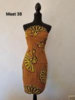 Afrikaanse jurk strapless bruin camel okergeel maat 38 M, Kleding | Dames, Jurken, Maat 38/40 (M), Bruin, Ophalen of Verzenden
