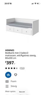 Uitschuifbed Hemnes wit 80x200 cm, Huis en Inrichting, Slaapkamer | Bedden, Ophalen, Verstelbaar, Eenpersoons, Wit