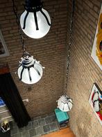 Vintage Hanglampen met Ketting, Huis en Inrichting, Lampen | Hanglampen, Ophalen, Gebruikt, Glas, 75 cm of meer