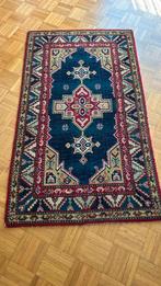 Handgeknoopt Kaukasisch Kazak wol tapijt – blauw/rood, 200 cm of meer, Ophalen of Verzenden, Zo goed als nieuw, Rechthoekig