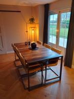 6 persoons eettafel van metaal met hout.
200x100 cm., Ophalen, Gebruikt, 200 cm of meer, 50 tot 100 cm