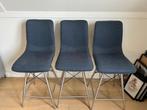 3 stuks Xooon barkruk blauw stof, Ophalen, Gebruikt, Met voetsteun, 90 cm of meer