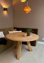 Eiken eettafel, Ophalen, Zo goed als nieuw, Rond, 100 tot 150 cm