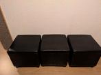 Zwarte kunstleren poefjes 40x40x40 cm, Ophalen, Gebruikt, Rechthoekig, Minder dan 50 cm