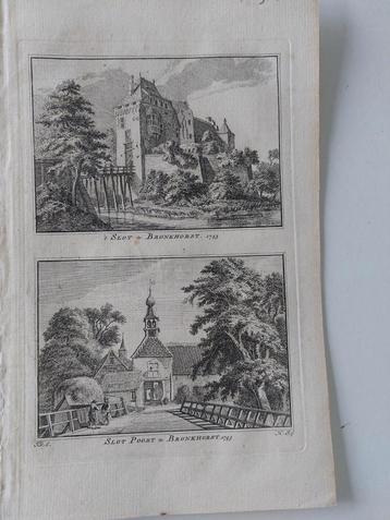A 59-60 Bronkhorst  Slot en Poort   Kopergravure 1745 beschikbaar voor biedingen