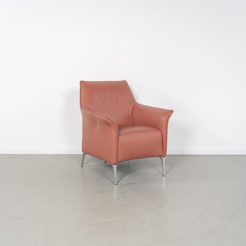 1x Leolux Mayuro Fauteuil Oudroze Leer - Chroom Frame, Huis en Inrichting, Fauteuils, Zo goed als nieuw, Leer, Metaal, 50 tot 75 cm