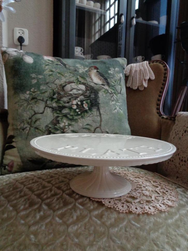 Brocante Taart / Cake Plateau ** Mimosa **, Huis en Inrichting, Keuken | Servies, Zo goed als nieuw, Schaal of Schalen, Overige stijlen
