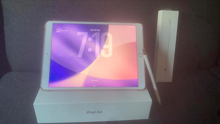 iPad Air 3 met Apple Pencil en hoes, Computers en Software, Apple iPads, Gebruikt, Apple iPad Air, Wi-Fi, 10 inch, 64 GB, Rose Goud