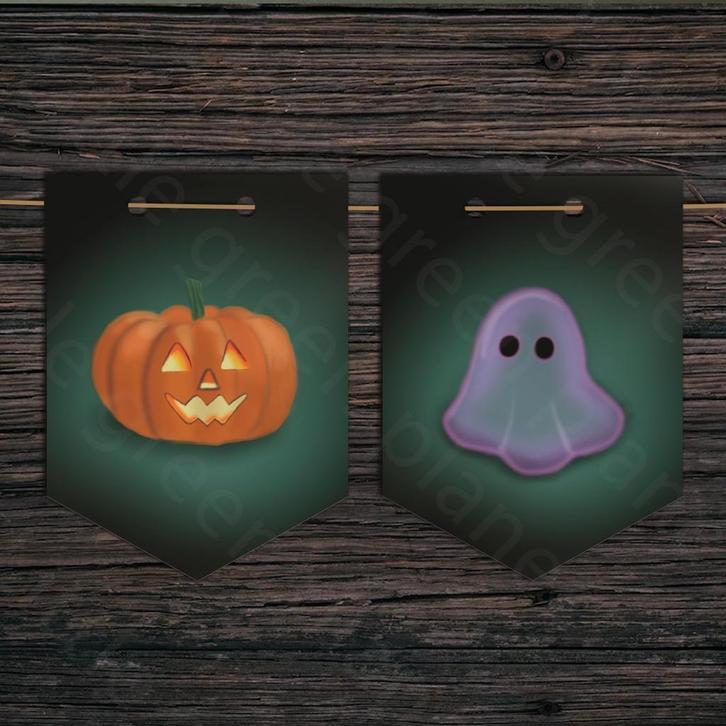 Halloween slinger printen – Pompoen en spook – Printable, Kinderen en Baby's, Overige Kinderen en Baby's, Nieuw, Verzenden
