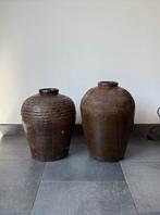 Oude Olijf kruiken vazen landelijke potten, Huis en Inrichting, Ophalen, Gebruikt, Overige kleuren, Aardewerk of Porselein