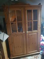 Grenen vitrinekast met glazen deuren, Huis en Inrichting, Kasten | Vitrinekasten, Ophalen, Gebruikt, 100 tot 150 cm, 150 tot 200 cm