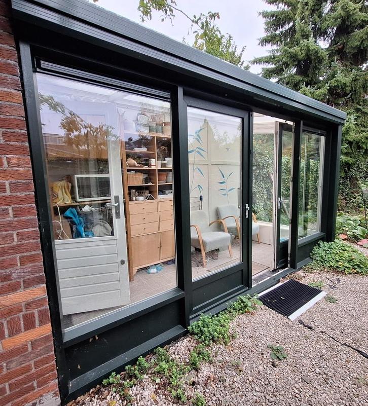 Serre: hr++ glazen puien, schucokozijnen, kunststof dak, Tuin en Terras, Overkappingen, Gebruikt, Serre, Ophalen