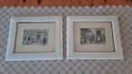2  Anton Pieck prints in wit geverfde lijstjes, Antiek en Kunst, Ophalen of Verzenden