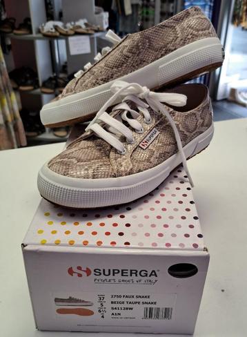 Superga sneakers low beige snakeprint als nieuw 37 art 48719 beschikbaar voor biedingen