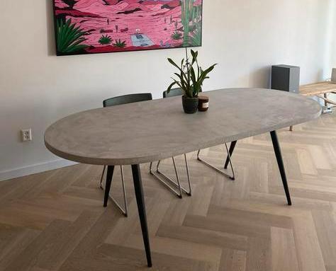 Beton cire tafel 220 x 100, Huis en Inrichting, Tafels | Eettafels, Zo goed als nieuw, 50 tot 100 cm, 200 cm of meer, Vijf personen of meer