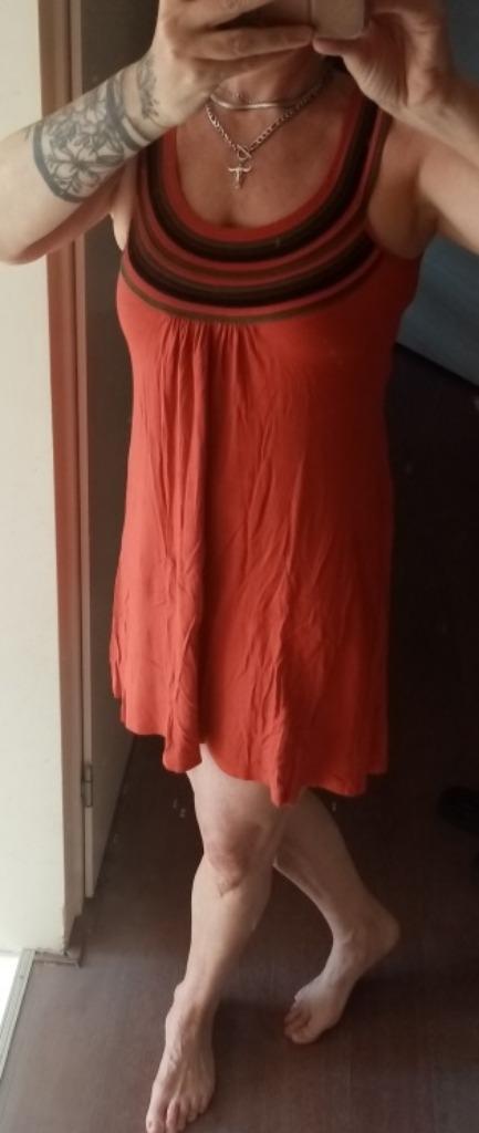 Oranje hippy stijl jurkje uit Frankrijk mt S, Kleding | Dames, Jurken, Zo goed als nieuw, Maat 36 (S), Oranje, Boven de knie, Ophalen of Verzenden