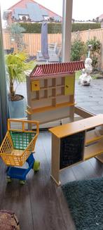 Speelhuisje Winkel kraampje met gratis winkelwagentje, Ophalen, Gebruikt, Hout
