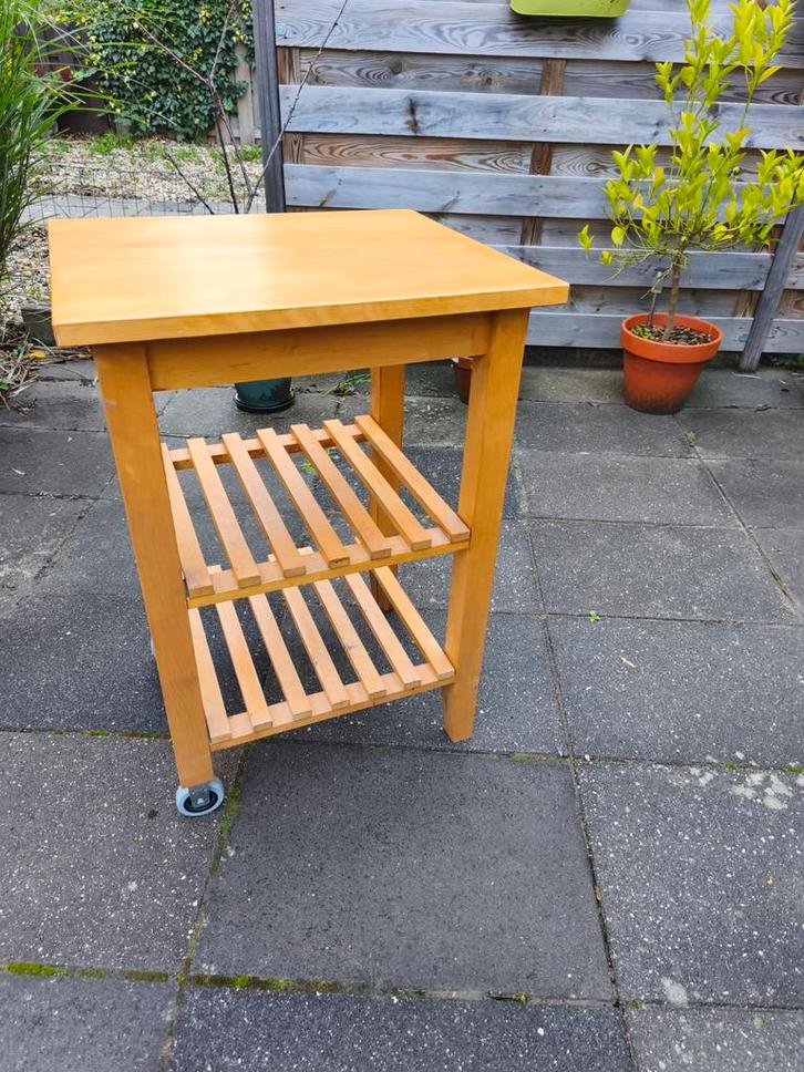 Ikea Bekvam roltafel, Huis en Inrichting, Tafels | Sidetables, Zo goed als nieuw, 25 tot 50 cm, Rechthoekig, Ophalen