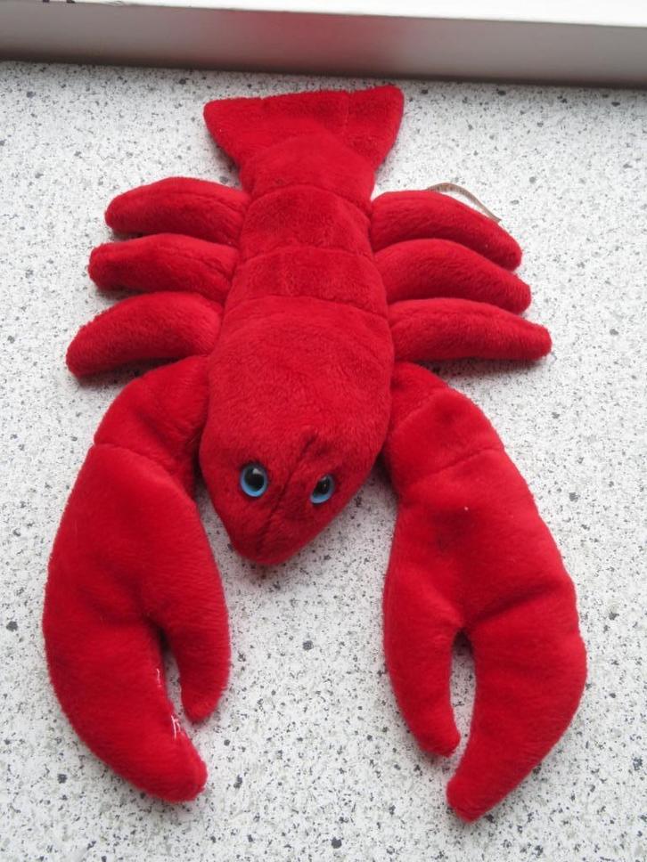 Kreeft met blauwe ogen merk P.I.A. Holland rood velours, Kinderen en Baby's, Speelgoed | Knuffels en Pluche, Zo goed als nieuw