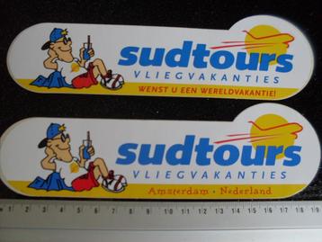 2x sticker sudtours vliegvakanties amsterdam logo reisburo beschikbaar voor biedingen