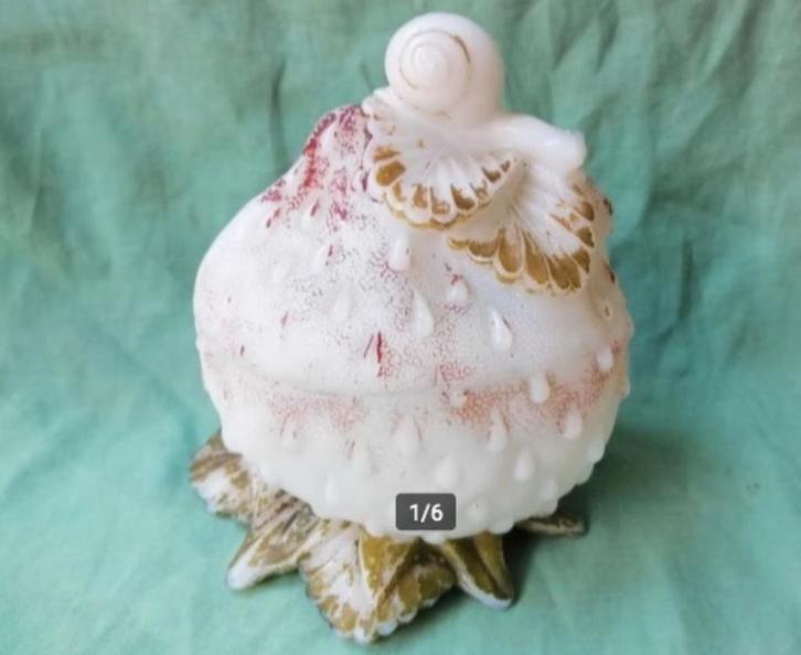 Vallérysthal glazen jampot aardbei met slak, Antiek en Kunst, Antiek | Glas en Kristal, Ophalen of Verzenden