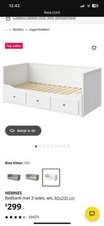 Ikea Hemnes bed bank incl 2 matrassen Sultan Florvåg, Ophalen, Gebruikt, Wit, Tweepersoons