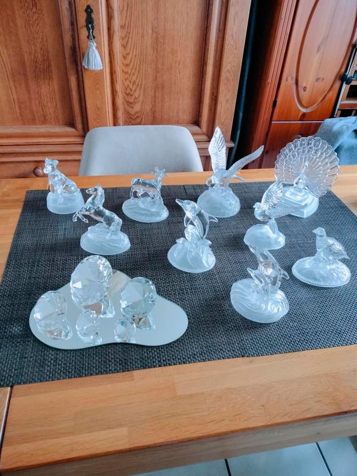 Glazen Dieren & Diamanten Serie 5 stuks aflopend., Antiek en Kunst, Antiek | Glas en Kristal, Ophalen of Verzenden