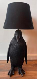 Staande zwarte pinguïn lamp met zwarte lampenkap +/- 70cm, Antiek en Kunst, Ophalen of Verzenden