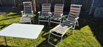 4 vrijbuiter stoelen met voetenbank en tafel, Caravans en Kamperen, Kampeermeubelen, Ophalen of Verzenden, Zo goed als nieuw, Campingstoel