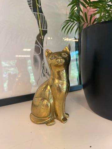 Echt Messing katten beeldje vintage (jaren 80-90) beschikbaar voor biedingen