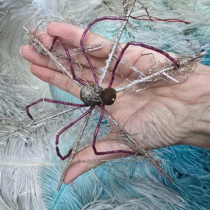 zeldzame antieke kerst spin feathertree kerstbal spinnenweb, Diversen, Kerst, Verzenden