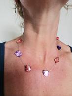 Nieuwe zelfgemaakte ketting parelmoer rood/paars, Sieraden, Tassen en Uiterlijk, Kettingen, Ophalen of Verzenden, Nieuw, Rood