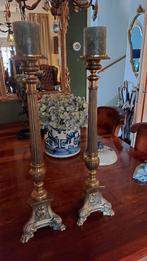 2 grote bronzen kandelaars 61cm hoog kerkkandelaars, Ophalen of Verzenden