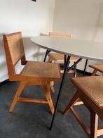 Eettafel met 4 rotan stoelen, Huis en Inrichting, Complete eetkamers, Ophalen of Verzenden, Zo goed als nieuw, 4 tot 6 stoelen