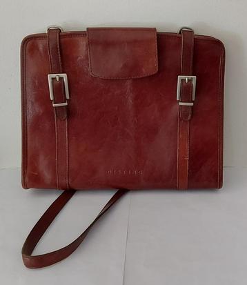 Vintage bruin leren schoudertas DISTING beschikbaar voor biedingen