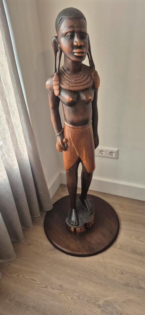 Vintage Massai Ebbenhouten Beeld - 1969 Tanzania, Antiek en Kunst, Kunst | Beelden en Houtsnijwerken, Ophalen