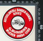 Sticker: Burgers Autosloperij Bandenhandel Accus - Wijchen, Ophalen of Verzenden, Zo goed als nieuw, Auto of Motor