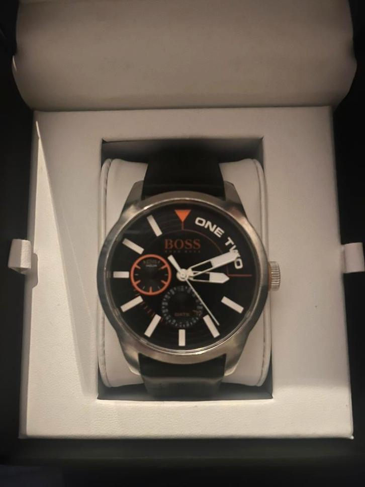 Origineel Boss Orange horloge met zwarte siliconen band, Sieraden, Tassen en Uiterlijk, Horloges | Heren, Zo goed als nieuw, Polshorloge