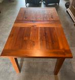 Uitschuifbare massief houten eettafel, Ophalen, 50 tot 100 cm, Zo goed als nieuw, Vijf personen of meer