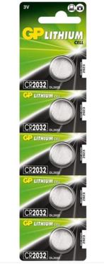 GP Lithium CR2032 knoopcelbatterijen 5 stuks van €5 voor €3, -, -, Nieuw, Ophalen of Verzenden