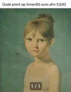 Antieke prent op doek, Ophalen of Verzenden