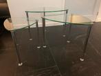 Set 3 mid century nesting bijzettafels, Huis en Inrichting, Tafels | Sidetables, Ophalen, Gebruikt, Rond, Glas