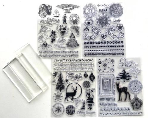 Stempelsets stempelblokken Feest Kerst, Hobby en Vrije tijd, Stempelen, Clearstamp, Ophalen of Verzenden