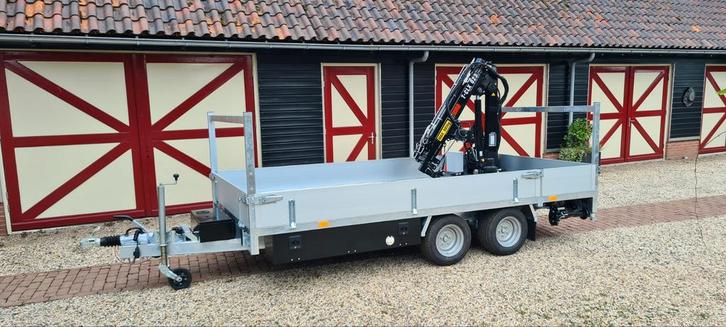 Kuiphuis K1 Plateauwagen met HIAB T-CLX 023 Laadkraan, Auto diversen, Aanhangers en Bagagewagens, Nieuw, Ophalen