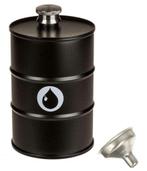 RVS heupfles in het model van een olievat met mini trechte, Ophalen of Verzenden, Nieuw, Feestartikel, Verjaardag