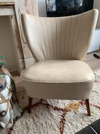 Vintage Cocktail Stoel Jaren '50 '60, Gebruikt, Wit, Leer, Ophalen of Verzenden